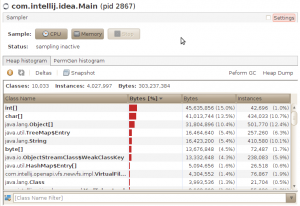 VisualVM 1.3 Memory Sampling