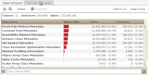 VisualVM 1.3 PermGen Histogram